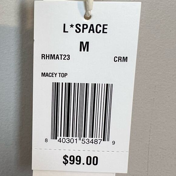 NWT l*space Macey Bikini Top Cream sz M V-Wire Mesh Bralette Ribbed Summer Bride - Picture 10 of 10